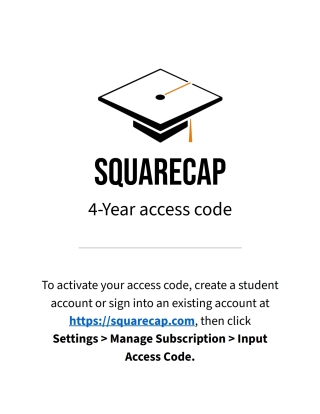 Imagen de portada: Squarecap Four-Year Access Code 1st edition 07dca2da1a1111ef8dce067295644c77
