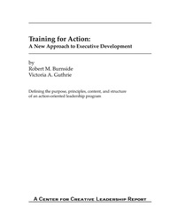 Cover image: Training for Action: A New Approach to Executive Development 1st edition 1882197852