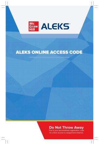 Cover image: ALEKS Prep for Organic Chemistry Online Access (6 weeks) 9781260986679