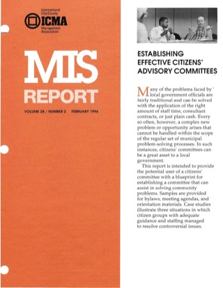Cover image: Establishing Effective Citizens' Advisory Committees 00475262