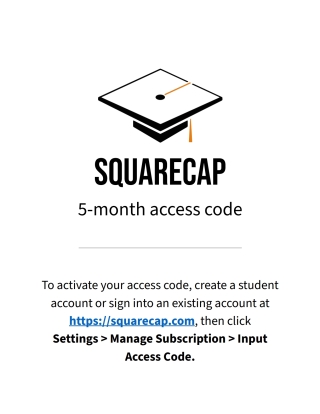 Cover image: Squarecap Five-Month Access Code 1st edition 3e76a6bc1a0f11ef84ae067295644c77
