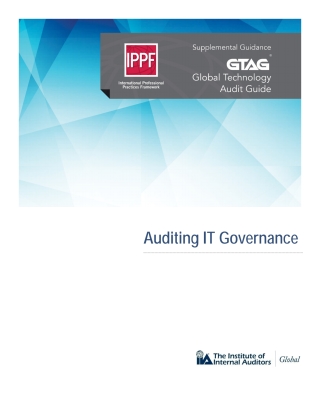 Cover image: Global Technology Audit Guide (GTAG): Auditing IT Governance 4050PUBBK04004230001