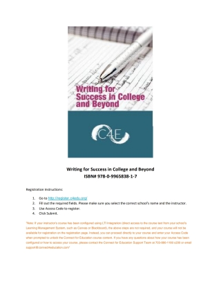 Cover image: Writing for Success in College and Beyond 9780996583817