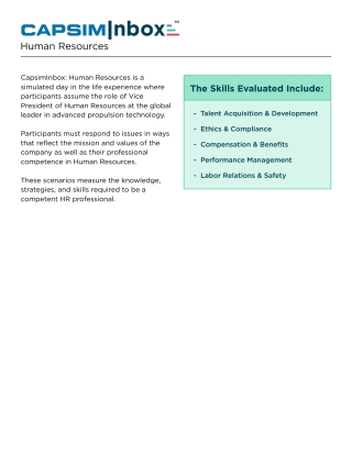 Cover image: CapsimInbox: Human Resources 9781933681443