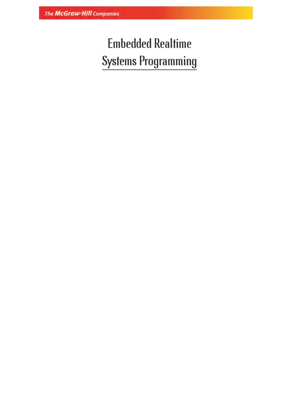 Embedded Realtime Systems Programming: (eBook)