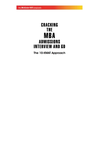 Imagen de portada: Cracking the MBA Admissions Interview and GD 9780070152786