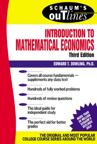 Cover image: Schaum’s Outline of Introduction to Mathematical Economics 3rd edition 9780071358965