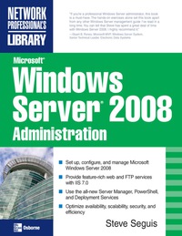 Cover image: Microsoft Windows Server 2008 Administration 1st edition 9780071493260