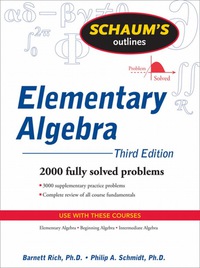Cover image: Schaum's Outline of Elementary Algebra 3rd edition 9780071611633