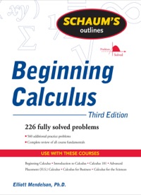 Cover image: Schaum's Outline of Beginning Calculus 3rd edition 9780071635356