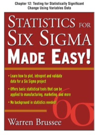Cover image: Statistics for Six Sigma Made Easy, Chapter 12 - Testing for Statistically Significant Change Using Variables Data 9780071734783