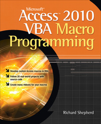表紙画像: Microsoft Access 2010 VBA Macro Programming 1st edition 9780071738576