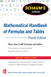Cover image: Schaum's Outline of Mathematical Handbook of Formulas and Tables 4th edition 9780071795371