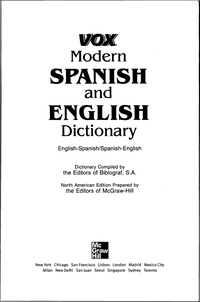 Cover image: Vox Modern Spanish and English Dictionary 1st edition 9780844279909