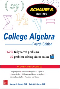 Imagen de portada: Schaum's Outline of College Algebra, Fourth Edition 4th edition 9780071821810