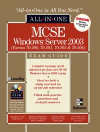 Cover image: MCSE Windows Server 2003 All-in-One Exam Guide (Exams 70-290, 70-291, 70-293 & 70-294) 1st edition 9780072224061