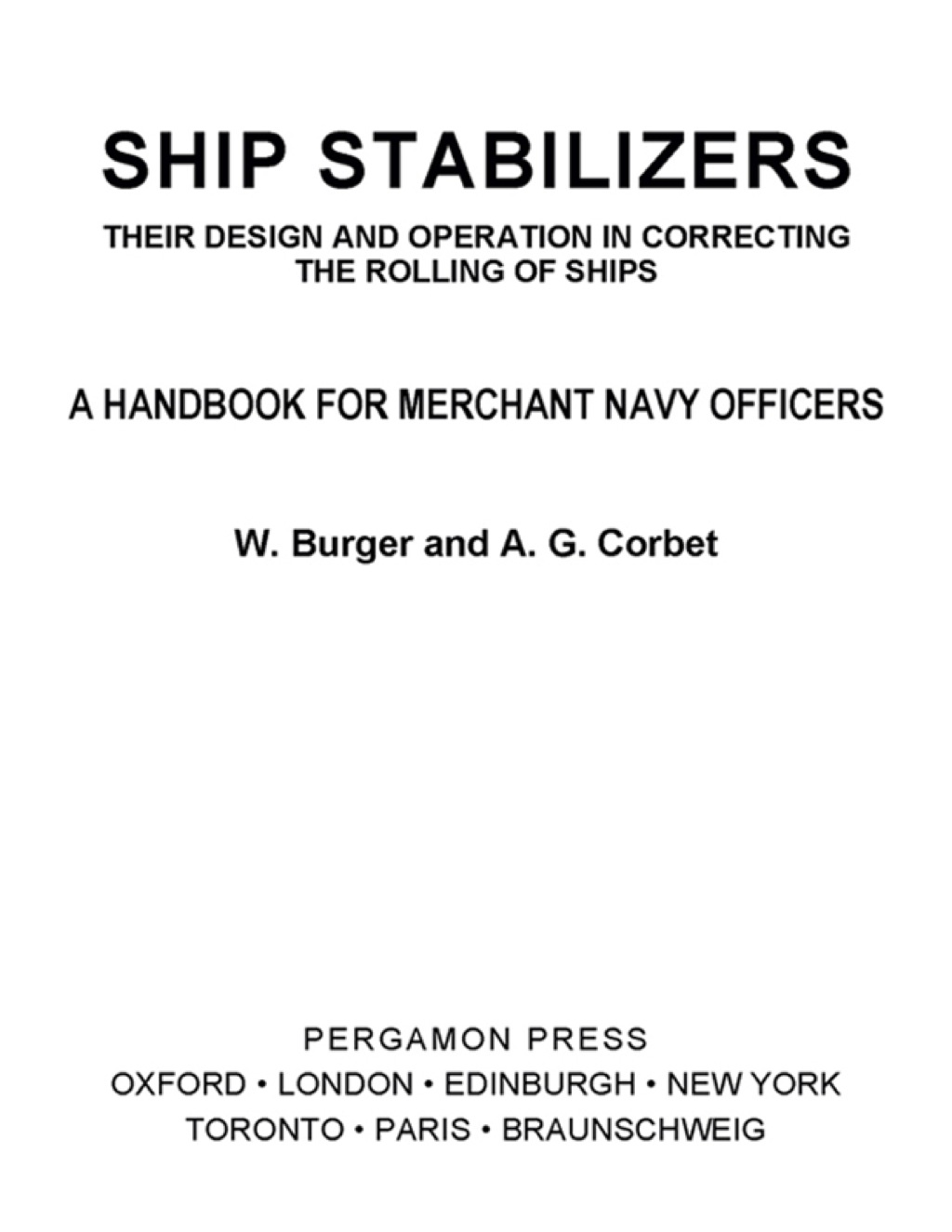 Ship Stabilizers A Handbook for Merchant Navy Officers eBook