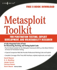 Imagen de portada: Metasploit Toolkit for Penetration Testing, Exploit Development, and Vulnerability Research 9781597490740
