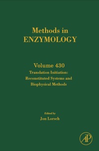 Cover image: Translation Initiation: Reconstituted Systems and Biophysical Methods 9780123739698