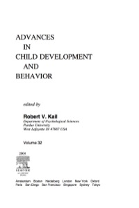 Titelbild: Advances in Child Development and Behavior 9780120097326