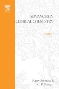Cover image: ADVANCES IN CLINICAL CHEMISTRY VOL 7 9780120103072