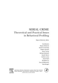 Titelbild: Serial Crime: Theoretical and Practical Issues in Behavioral Profiling 9780120885121