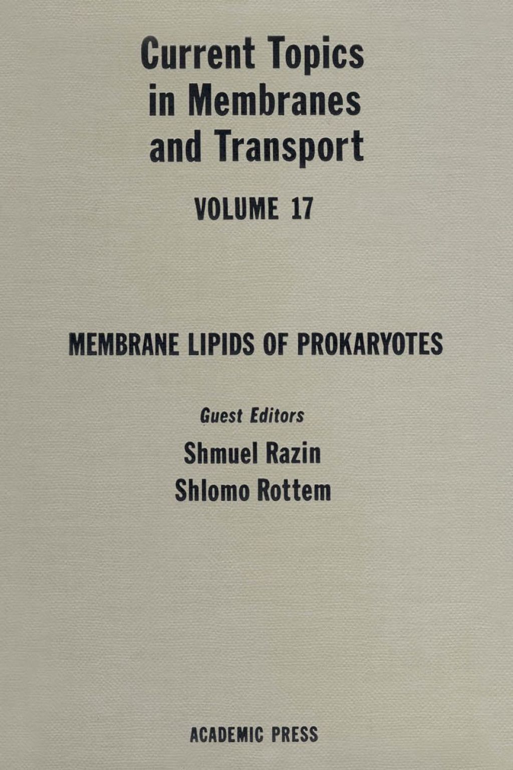 CURR TOPICS IN MEMBRANES & TRANSPORT V17