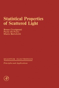 Imagen de portada: Statistical Properties of Scattered Light 9780121990503