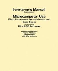 Cover image: Instructor's Manual to Accompany Microcomputer Use: Word Processors, Spreadsheets, and Data Bases with Accompanying MicroUSE Software 9780123196293