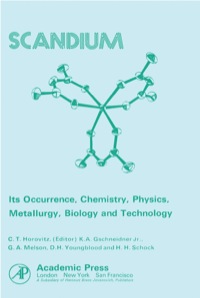 Imagen de portada: Scandium Its Occurrence, Chemistry  Physics, Metallurgy, Biology and Technology 9780123558503
