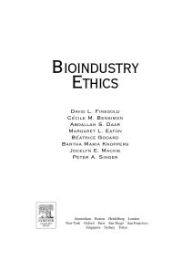 Cover image: BioIndustry Ethics 9780123693709