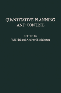 Omslagafbeelding: Quantitative Planning and Control: Essays in Honor of William Wager Cooper on the Occasion of His 65th Birthday 9780123704504