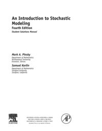 Cover image: An Introduction to Stochastic Modeling, Student Solutions Manual 9780123852250
