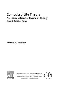 Imagen de portada: Computability Theory: An Introduction to Recursion Theory, Students Solutions Manual (e-only) 9780123878359