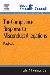 Cover image: The Compliance Response to Misconduct Allegations: Playbook 2nd edition 9780124165540