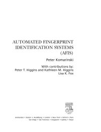 Cover image: Automated Fingerprint Identification Systems (AFIS) 9780124183513