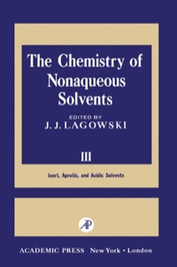 Cover image: The Chemistry of Nonaqueous Solvents III 1st edition 9780124338036