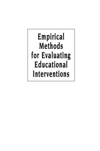 Cover image: Empirical Methods for Evaluating Educational Interventions 9780125542579