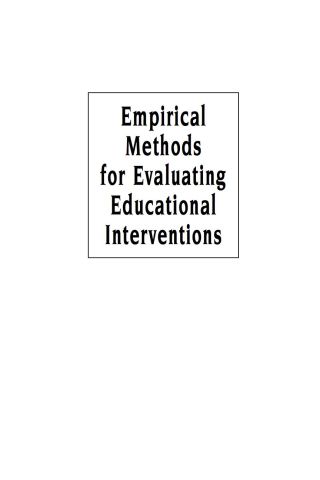 Cover image: Empirical Methods for Evaluating Educational Interventions 9780125542579