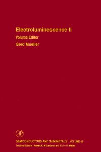 Cover image: Electroluminescence II 9780127521749