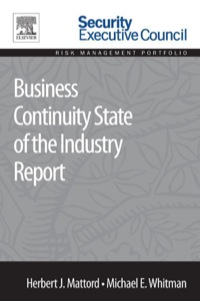 Cover image: Business Continuity State of the Industry Report: State of the Industry Report 9780128008454