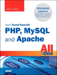 Imagen de portada: Sams Teach Yourself PHP, MySQL and Apache All in One 5th edition 9780672335433