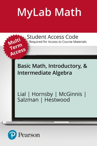 Cover image: MyLab Math with Pearson eText (up to 24 months) Access Code for Basic Math, Introductory & Intermediate Algebra 1st edition 9780134582726
