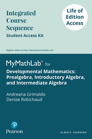 Cover image: MyLab Math Access Code (24 month) for Developmental Mathematics: Prealgebra, Introductory Algebra, and Intermediate Algebra 1st edition 9780134617336