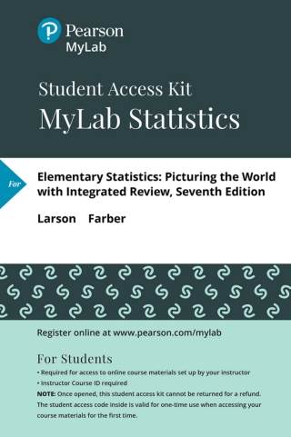 Cover image: MyLab Statistics with Pearson eText (up to 24 months) Access Code for Elementary Statistics: Picturing the World with Integrated Review 7th edition 9780134761992