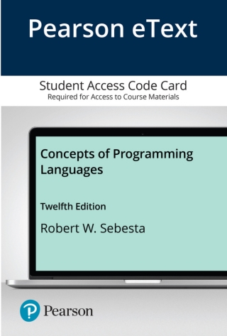 Cover image: Concepts of Programming Languages -- Access Code Card 12th edition 9780135091692