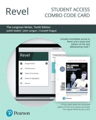 Cover image: Revel + Print Combo Access Code for The Longman Writer: Rhetoric, Reader Research Guide 10th edition 9780135190500