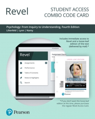Cover image: Revel + Print Combo Access Code for Psychology: From Inquiry to Understanding 4th edition 9780135255186