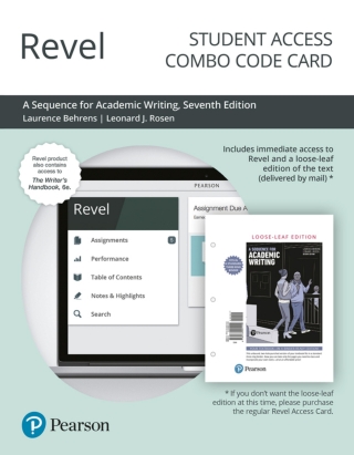 Cover image: Revel + Print Combo Access Code for The Sequence for Academic Writing, A + Writer's Handbook 7th edition 9780135259665