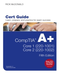 Imagen de portada: CompTIA A+ Core 1 (220-1001) and Core 2 (220-1002) Cert Guide 5th edition 9780789760517